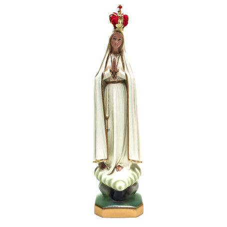 IMAGEM NOSSA SENHORA DE FÁTIMA - 28CM - COROA COM VELUDO VERMELHO