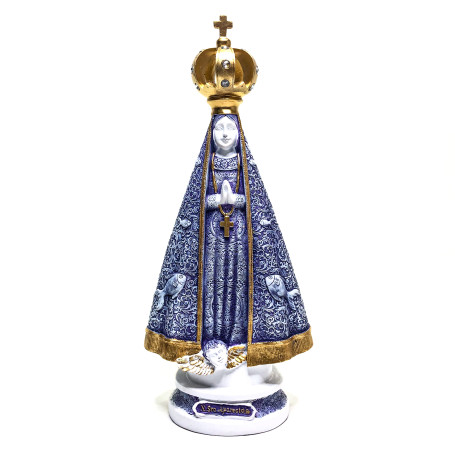 IMAGEM APARECIDA MILAGRE - 42CM - AZUL COM DOURADO