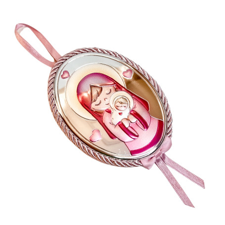 MEDALHÃO DE BERÇO ITALIANO - NOSSA SENHORA - ROSA
