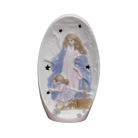 IMAGEM DE PORCELANA LUMINOSA - ANJO DA GUARDA - 22CM