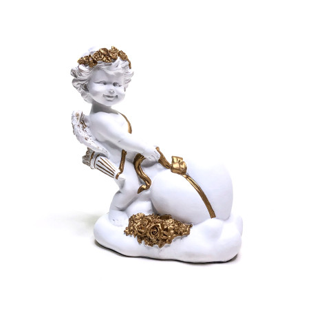 ANJO COM CORAÇÃO - BRANCO E DOURADO