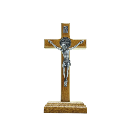 CRUCIFIXO DE MESA - SÃO BENTO - 13,5CM - ONIX
