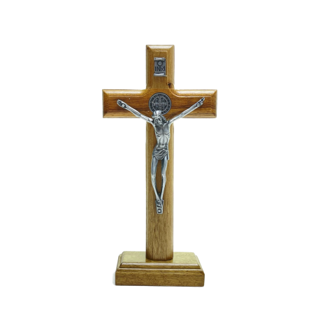 CRUCIFIXO DE MESA - SÃO BENTO - 19CM - ONIX