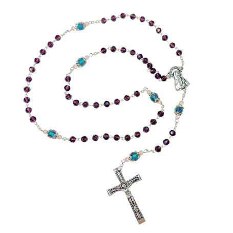 TERÇO DE CRISTAL - NOSSA SENHORA - ROXO