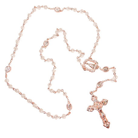 TERÇO DE CRISTAL - NOSSA SEMHORA APARECIDA - ROSE GOLD