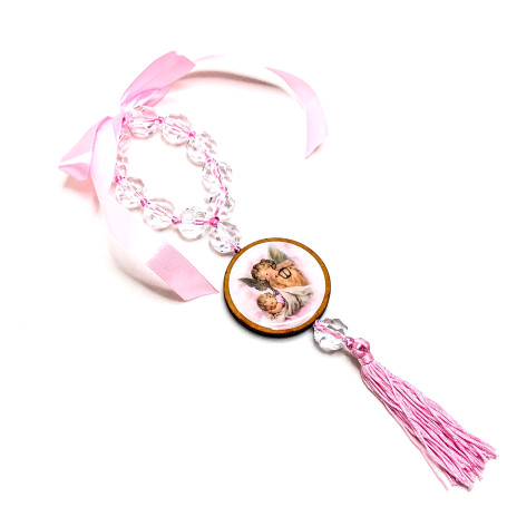 MEDALHÃO DE BERÇO - MADEIRA RESINADA - ROSA