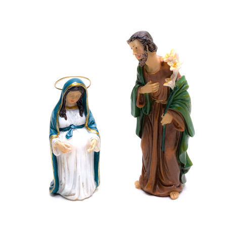 JOGO SAGRADA FAMÍLIA - MARIA GRÁVIDA - 15CM