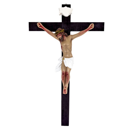 CRUCIFIXO DE PAREDE - MADEIRA E RESINA - 50CM