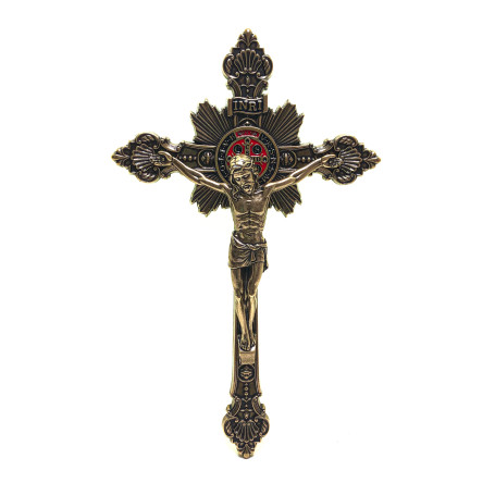 CRUCIFIXO COM A MEDALHA DE SÃO BENTO - DOURADO