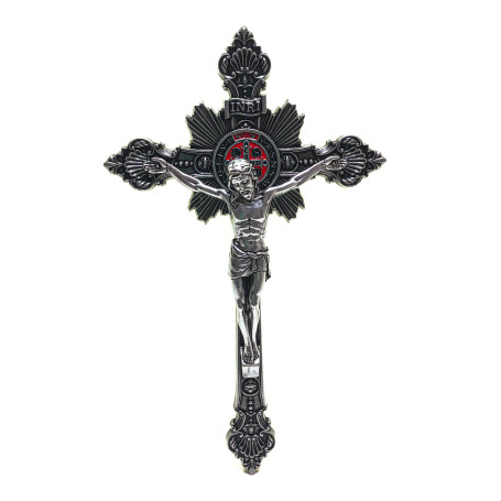 CRUCIFIXO COM A MEDALHA DE SÃO BENTO - PRATA