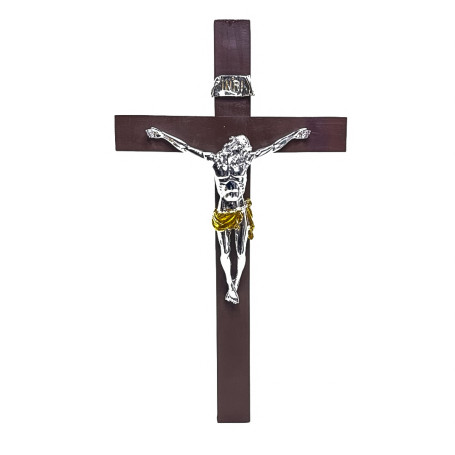 CRUCIFIXO DE PAREDE - JESUS PRATA - 44CM
