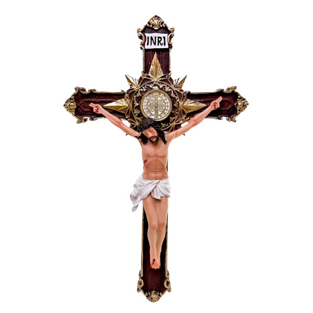 CRUCIFIXO DE PAREDE EM RESINA - 35CM