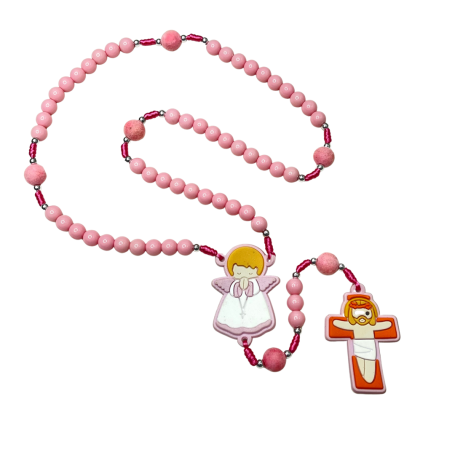 TERÇO INFANTIL - BORRACHA - ROSA