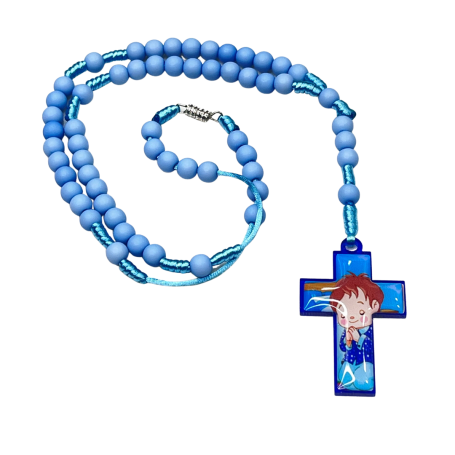 TERÇO INFANTIL COM FECHO - ACRÍLICO - AZUL