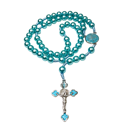 TERÇO PÉROLA - SÃO BENTO - AZUL TIFFANY