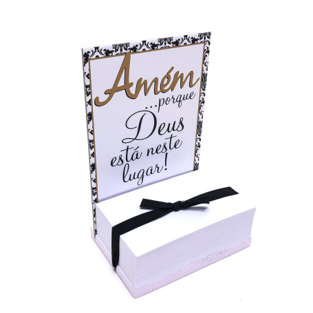 ENFEITE DE MESA COM BLOCO PARA ANOTAÇÕES - AMÉM