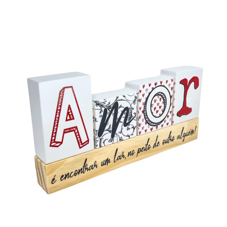 PLACA DE MESA - BASE CRU - AMOR É ENCONTRAR UM LAR