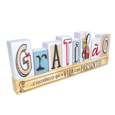 PLACA DE MESA - BASE CRU - GRATIDÃO