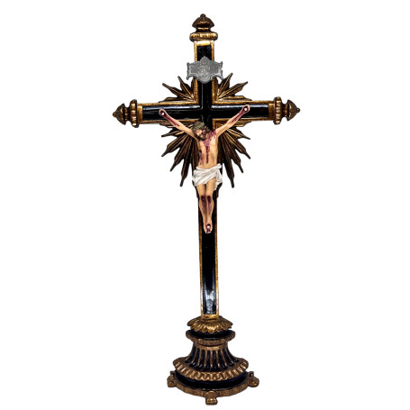 CRUCIFIXO - RESINA - ORNADO COM BASE - 49CM
