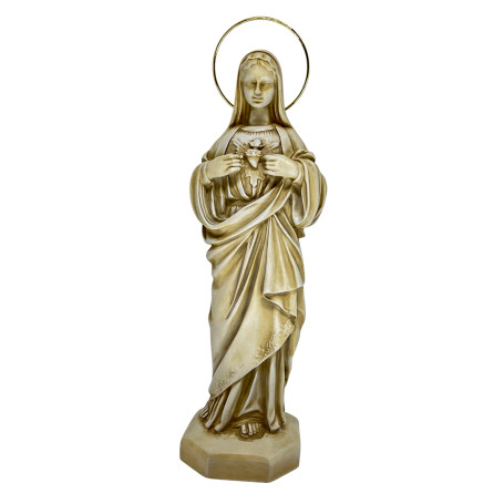 IMAGEM IMACULADO CORAÇÃO DE MARIA - MARFIM - 32CM