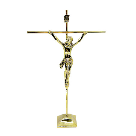 CRUCIFIXO MÉDIO COM BASE - DOURADO - 30X19