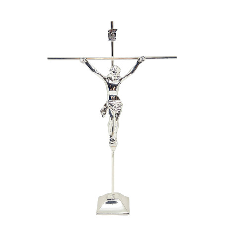 CRUCIFIXO MÉDIO COM BASE - PRATA - 30X19