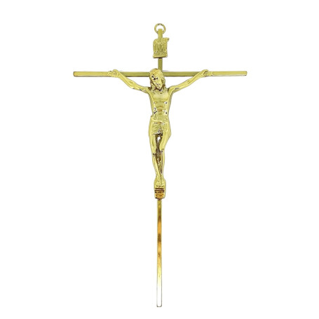CRUCIFIXO MÉDIO - CRUZ QUADRADA - DOURADO - 24X14