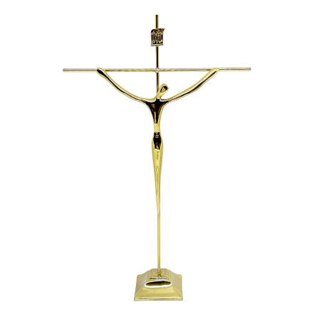 CRUCIFIXO ESTILIZADO MÉDIO COM BASE - DOURADO - 30X20