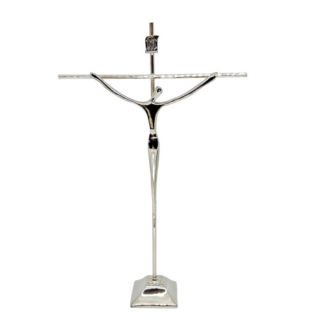 CRUCIFIXO ESTILIZADO MÉDIO COM BASE - PRATA - 30X20