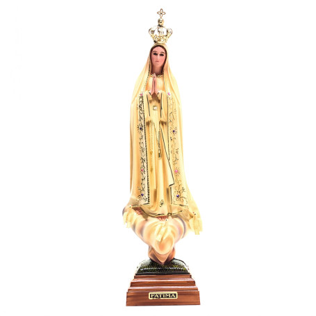 IMAGEM NOSSA SENHORA DE FÁTIMA PORTUGUESA - 42CM - PATINADA - OLHOS DE VIDRO
