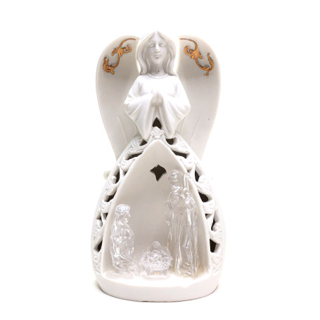 ANJO LUMINOSO COM SAGRADA FAMÍLIA TRANSPARENTE