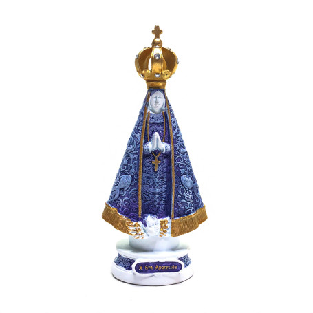 IMAGEM APARECIDA MILAGRE - 22CM - AZUL COM DOURADO