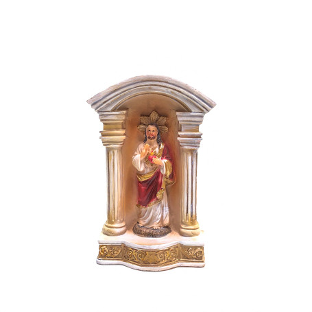 CAPELINHA COM IMAGEM DO SAGRADO CORAÇÃO DE JESUS  - 13CM