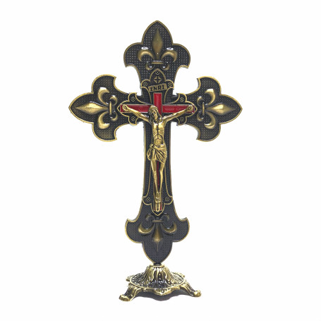 CRUCIFIXO DE METAL - 24,5CM - OURO VELHO