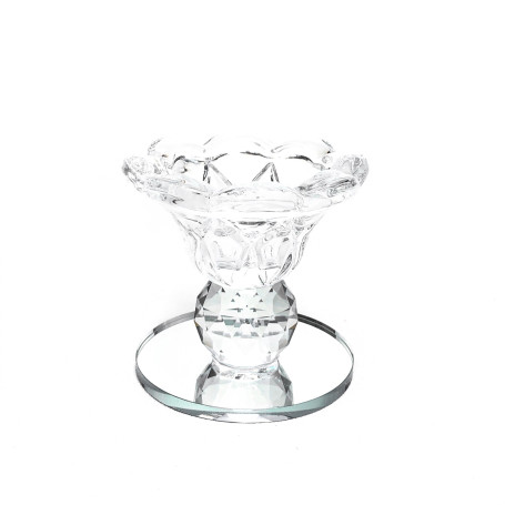 CASTIÇAL DE VIDRO - BASE ESPELHADA - 6,5CM