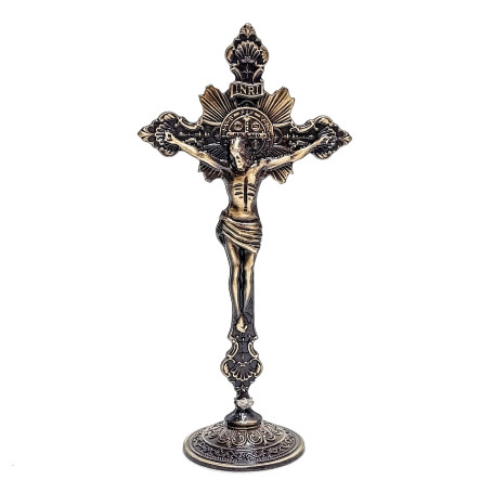CRUZ DE METAL COM RESPLENDOR - OURO VELHO