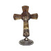 CRUZ DE METAL COM ORAÇÃO DE SÃO BENTO - DOURADA