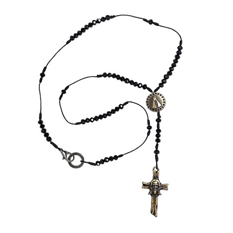 TERÇO DE PESCOÇO - CRISTAL - APARECIDA - PRETO