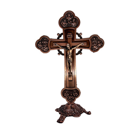 CRUCIFIXO COM BASE - 20CM - ENVELHECIDA - COBRE