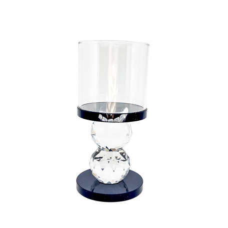 CASTIÇAL DE VIDRO - BASE PRETA - 14CM