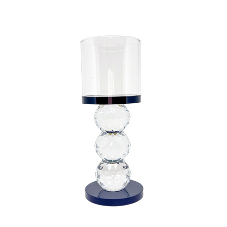 CASTIÇAL DE VIDRO - BASE PRETA - 17,5CM