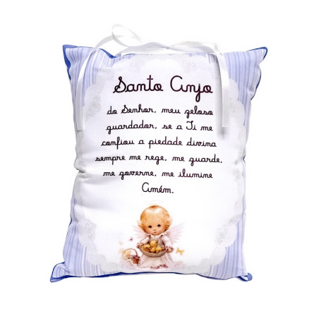 ALMOFADA - ORAÇÃO SANTO ANJO - AZUL