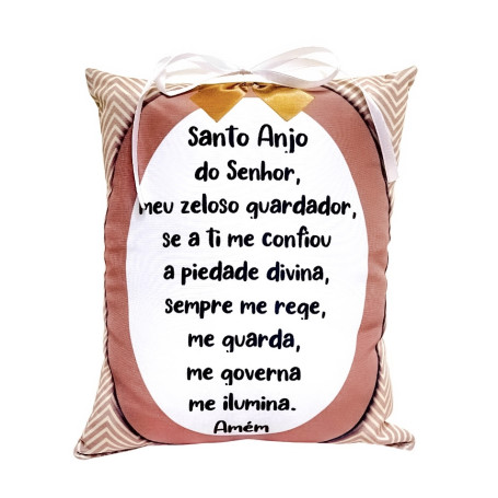 ALMOFADA - ORAÇÃO SANTO ANJO - BEGE