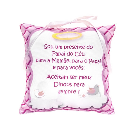 ALMOFADA - CONVITE PARA PADRINHOS - ROSA