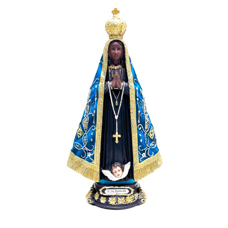 IMAGEM NOSSA SENHORA APARECIDA - MANTO EFEITO BORDADO - 33CM