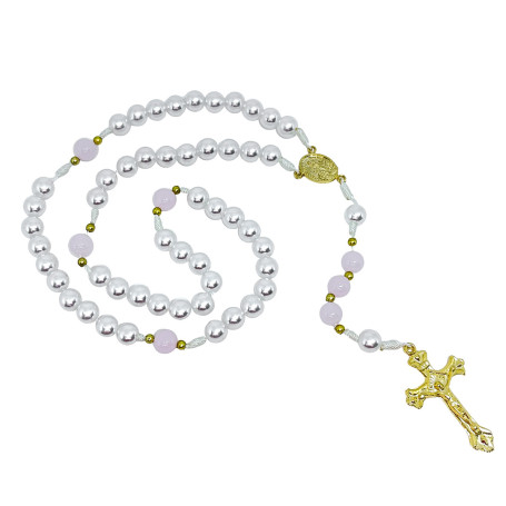 TERÇO PEROLADO - NOSSA SENHORA DE FÁTIMA - ROSA