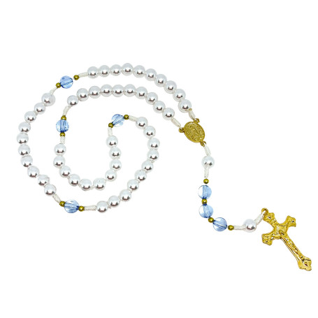 TERÇO PEROLADO - NOSSA SENHORA DE FÁTIMA - AZUL