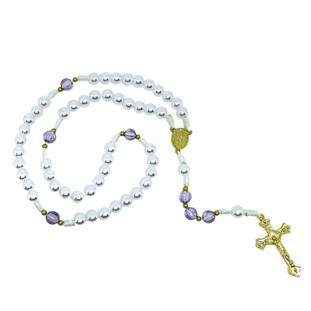 TERÇO PEROLADO - NOSSA SENHORA DE FÁTIMA - ROXO