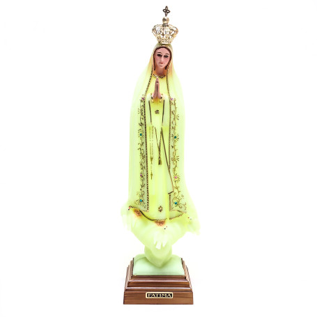IMAGEM NOSSA SENHORA DE FÁTIMA PORTUGUESA - 43CM - LUMINOSA - OLHOS DE VIDRO