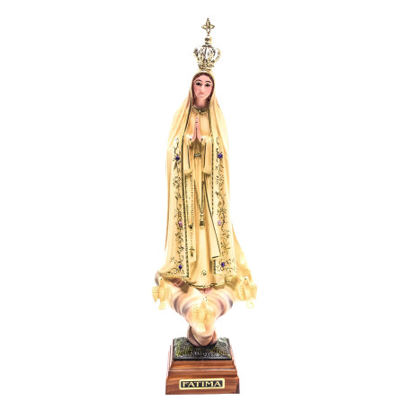 IMAGEM NOSSA SENHORA DE FÁTIMA PORTUGUESA - 33CM - PATINADA - OLHOS DE VIDRO